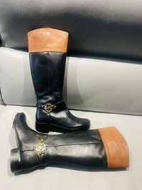 Michael Kors Tall Knee High Black Brown Gold Boots