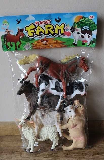 NOWE Solidne Duże Figurki Farma Zwierzęta domowe 6 szt Konik Świnka
