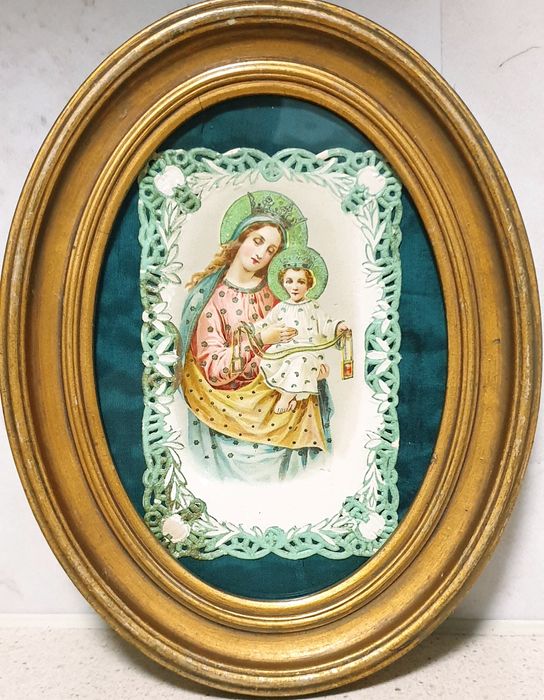 Lindo antigo registo da Nossa Senhora do Carmo com o Menino