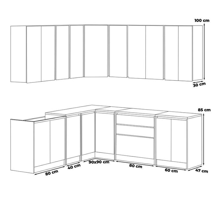Zestaw Mebli Kuchnnych Narożnych Bella 4.4m Kuchnia Z Blatem Rogowa
