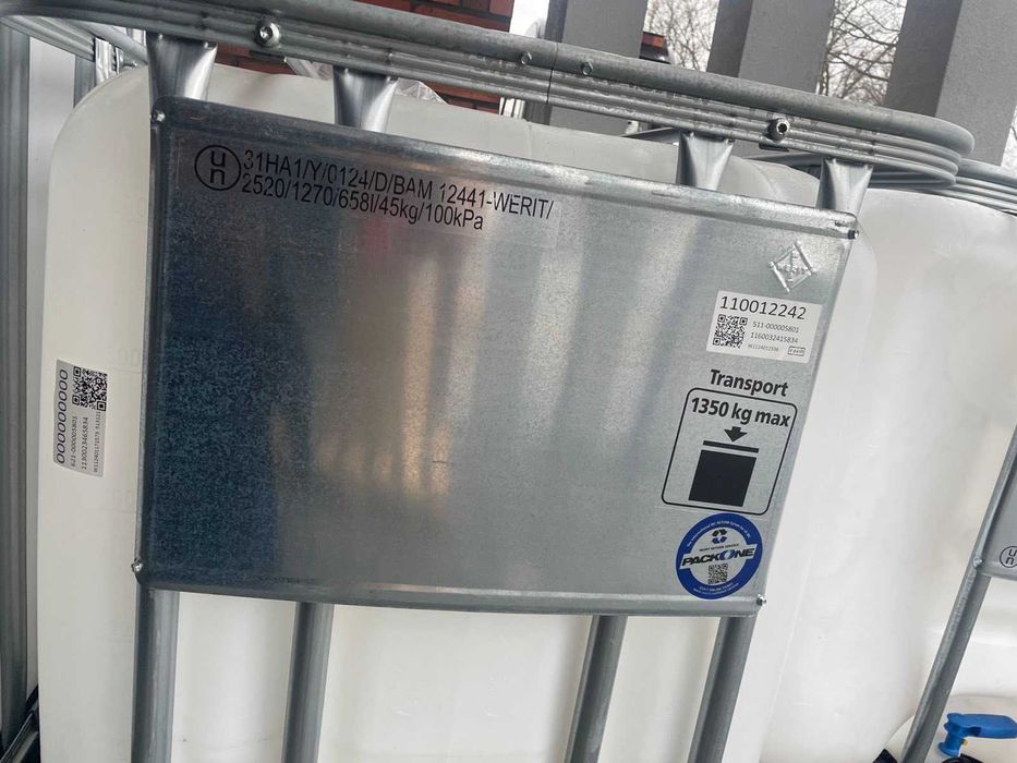Zbiorniki ibc, paletopojemniki na wodę pitną nowe 1000L, 600L, 300L