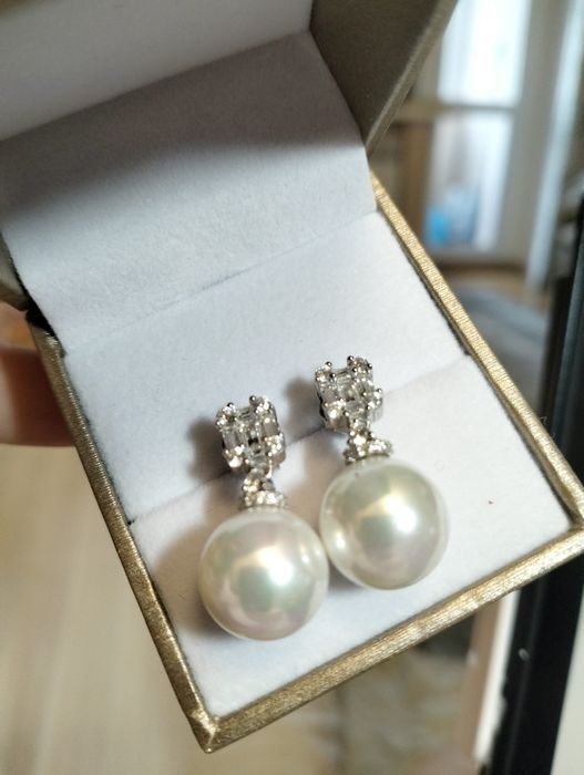 Серьги серебро 925 проба с жемчугом и цирконом, новые