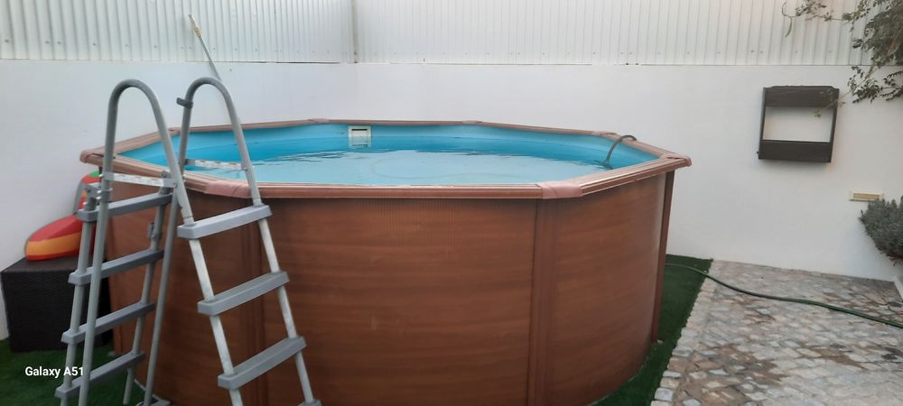 Piscina Desmontável redonda Ø 350cm e altura 120cm em aço madeira GRE