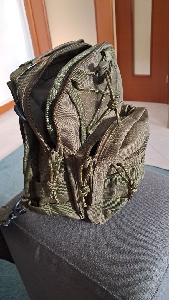 Mochila de ombro táctica verde, prova de água