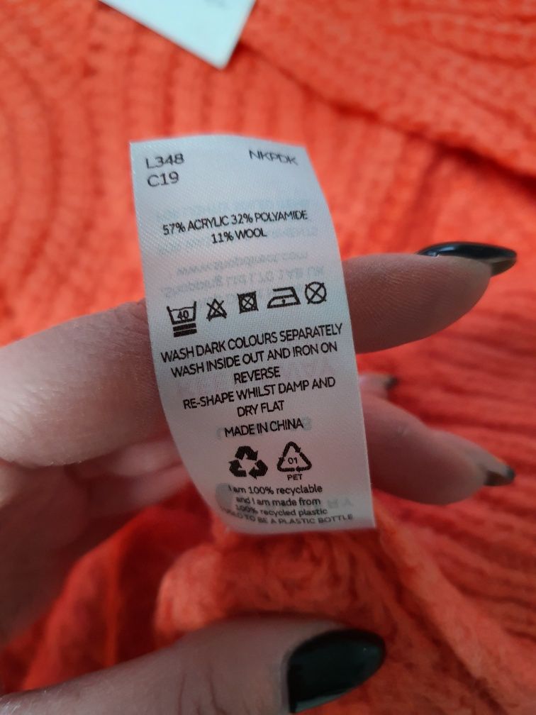 Pomarańczowy Sweter V By Very 42 xl nowy
