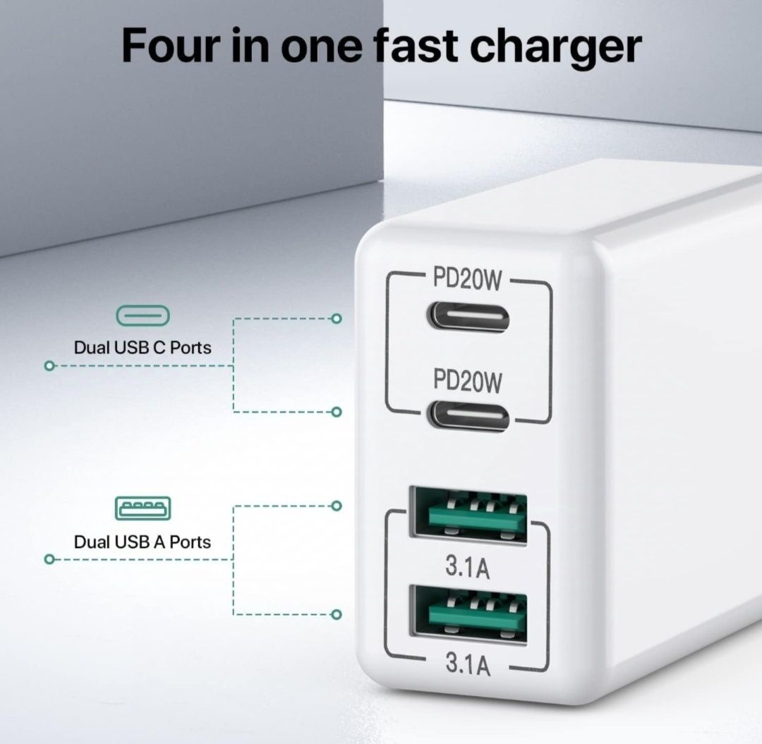4-portowy blok ładowarki USB C 2szt. HONGYEE