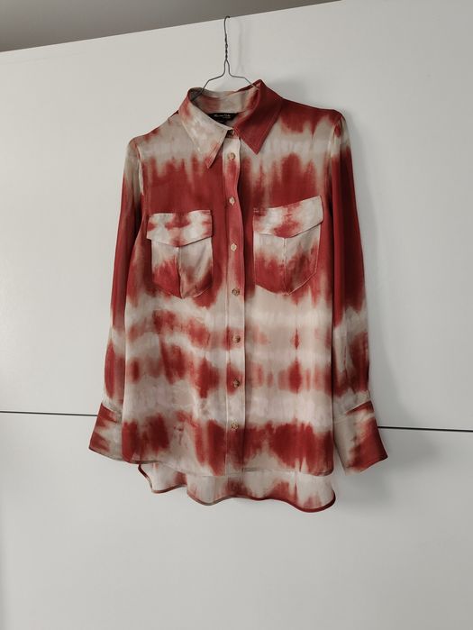 Koszula Massimo dutti 36 S tie dye bordowa wiskozowa beżowa