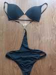 Calzedonia strój kąpielowy monokini ze złotą broszką