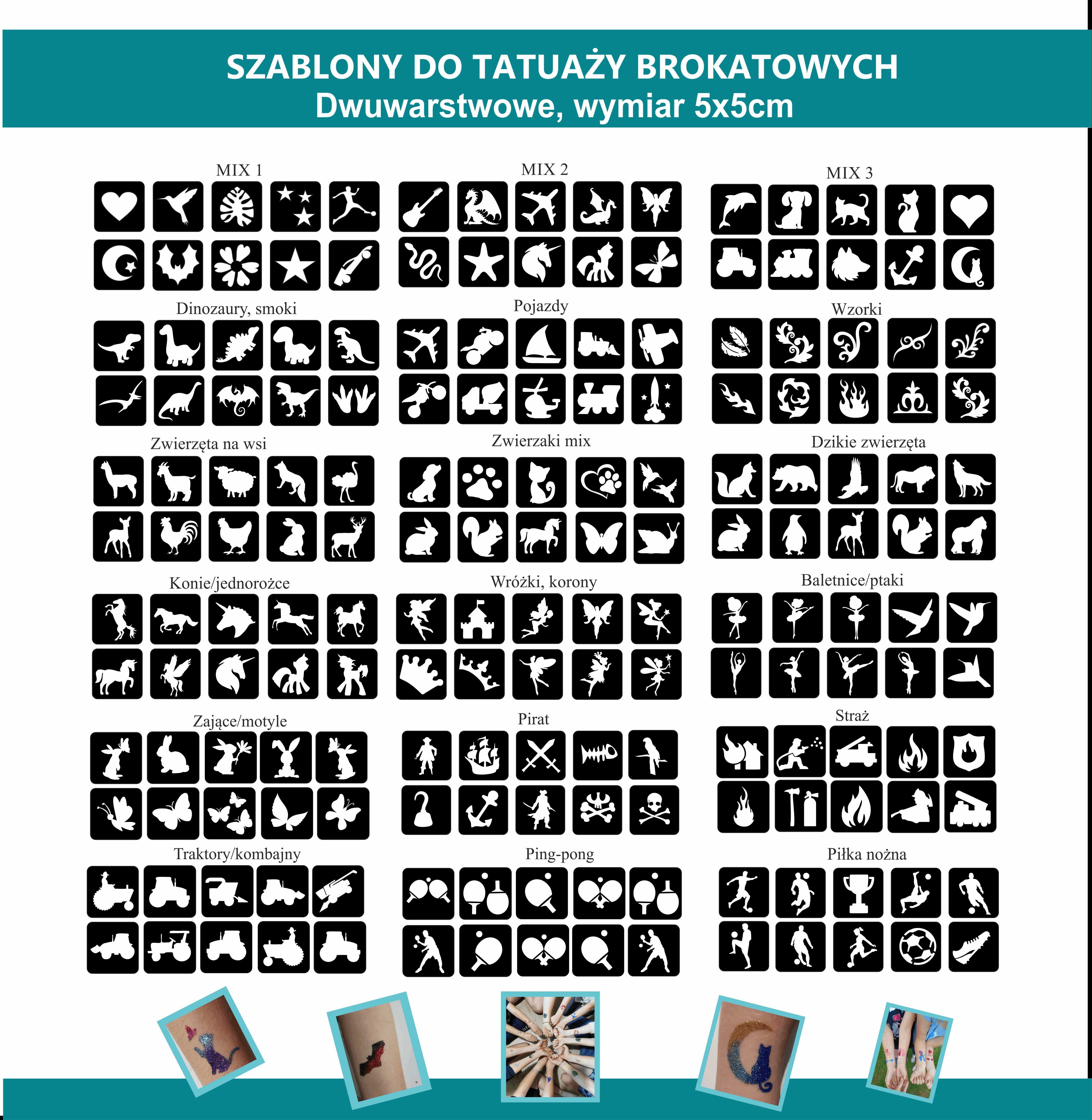 Szablony do tatuaży brokatowych