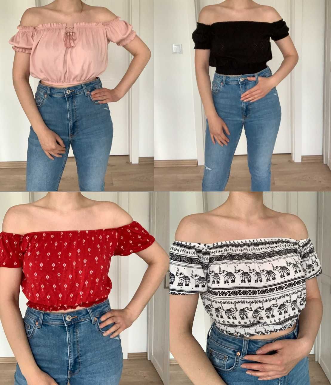 Top bluzka hiszpanka lato S h&m mohito top secret zestaw paczka ubrań