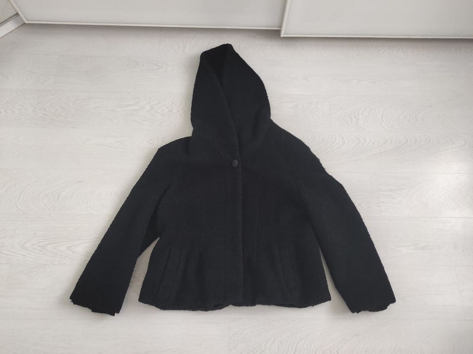 Kurtka Aryton czarna baranek bukle buckle kaptur wełna 36 38