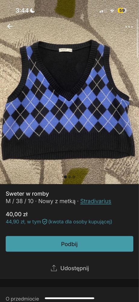 Sweter w romby rozmiar M