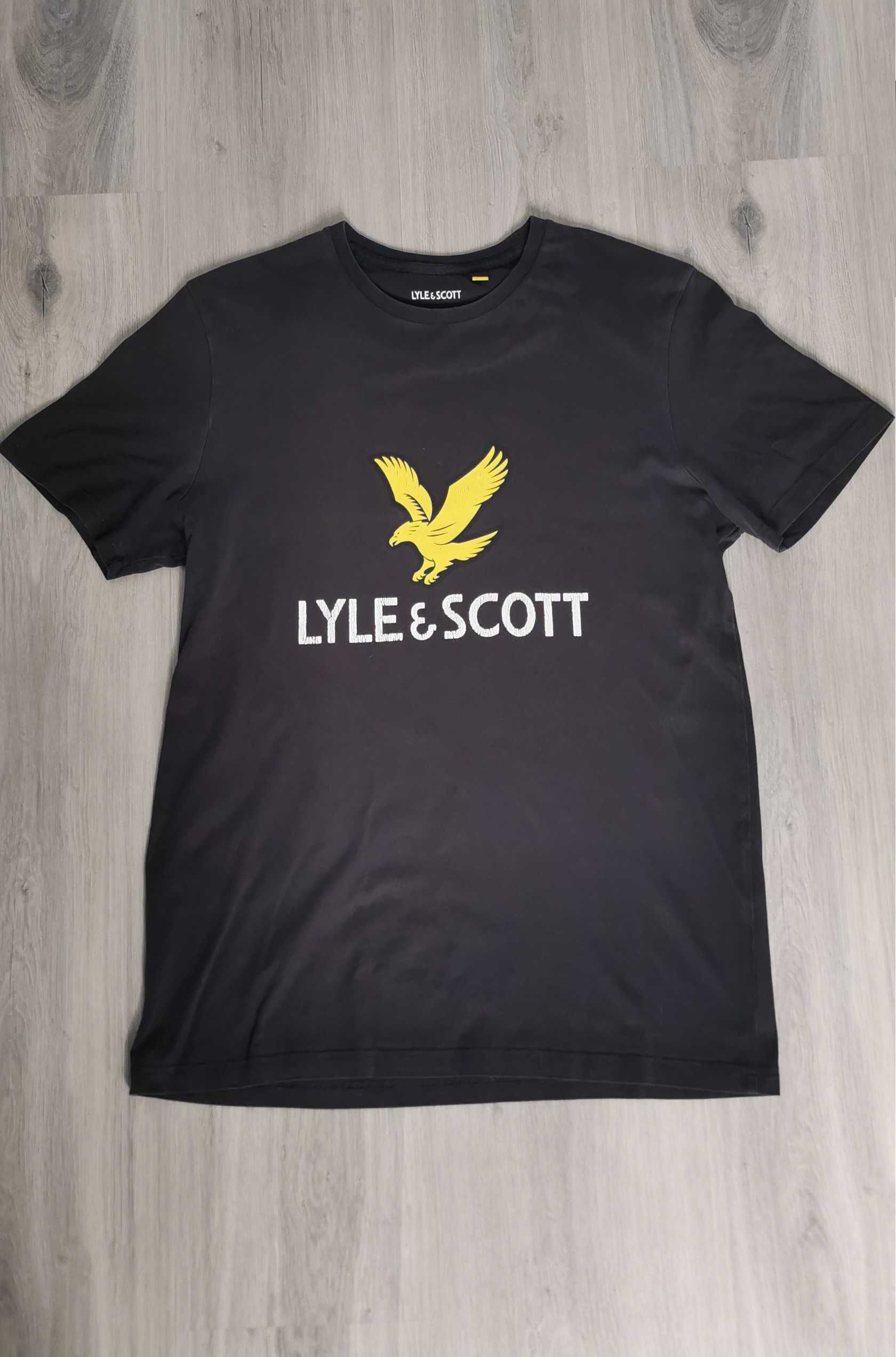 T-shirt Lyle & Scott big print duże logo rozmiar S/M black czarna