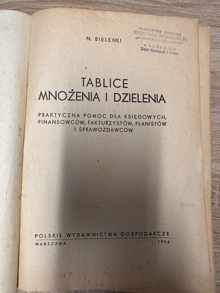 Tablice mnożenia i dzielenia. Bielenki. Warszawa 1954