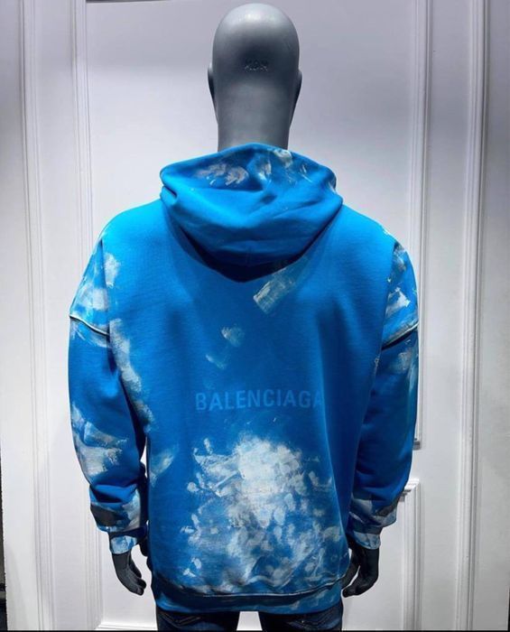 РАСПРОДАЖА! Голубое синее худи Balenciaga оверсайз мужское унисекс