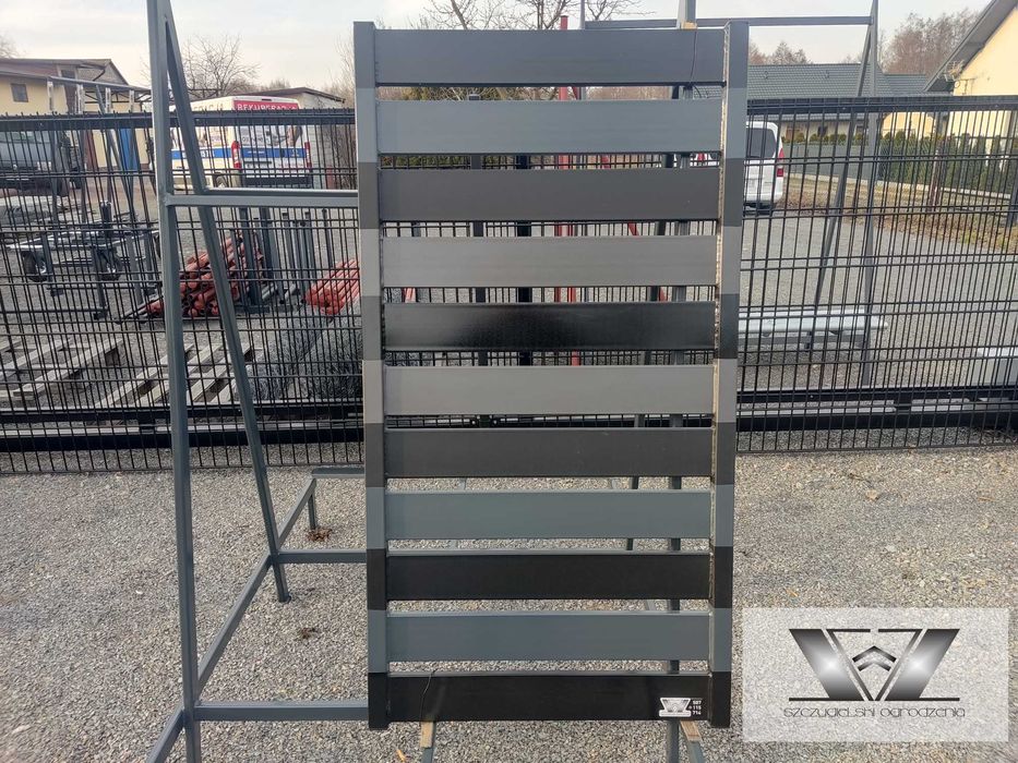 Brama wjazdowa dwuskrzydłowa nowoczesna palisada 1,4x4/120-30 MIX smb