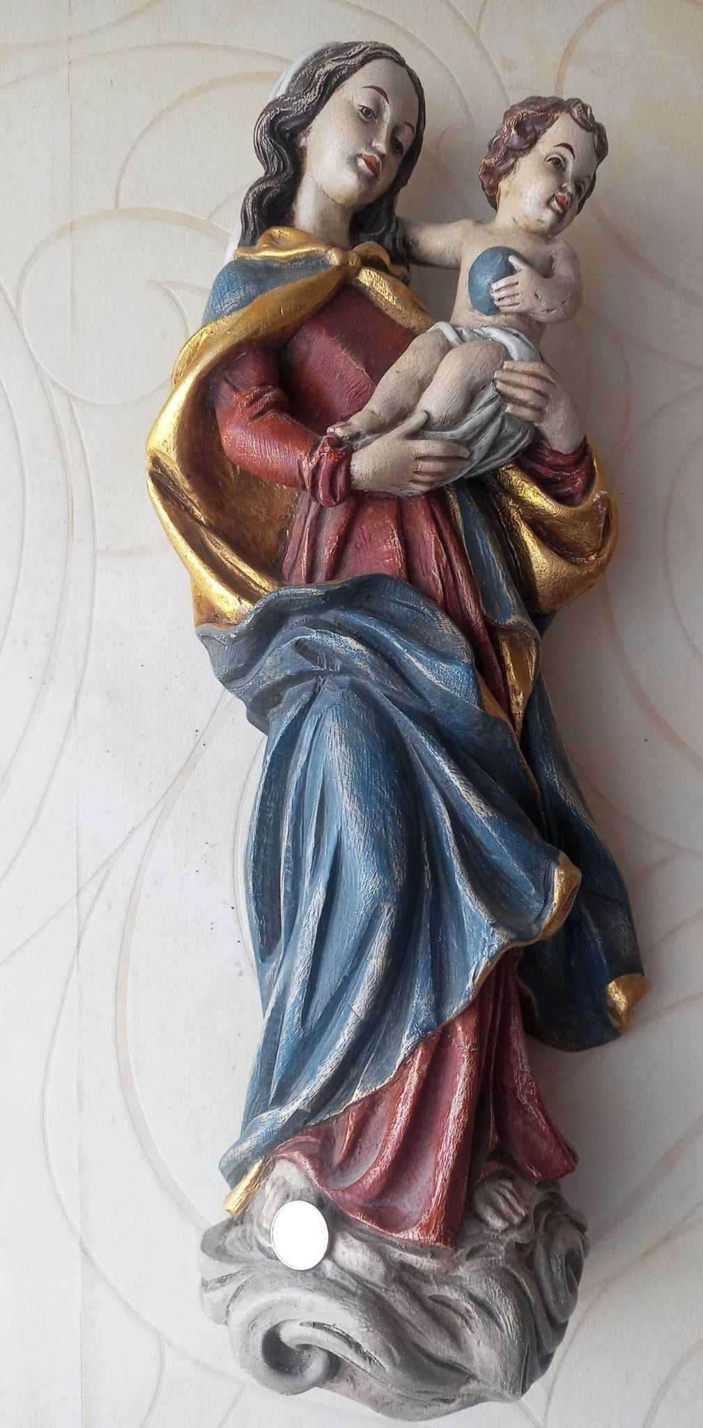 Stara figura Madonna z dzieciątkiem, 56 cm.