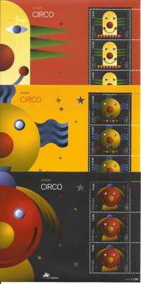 Selos portugueses – 3 blocos, Europa – O Circo, 2002 - Novos