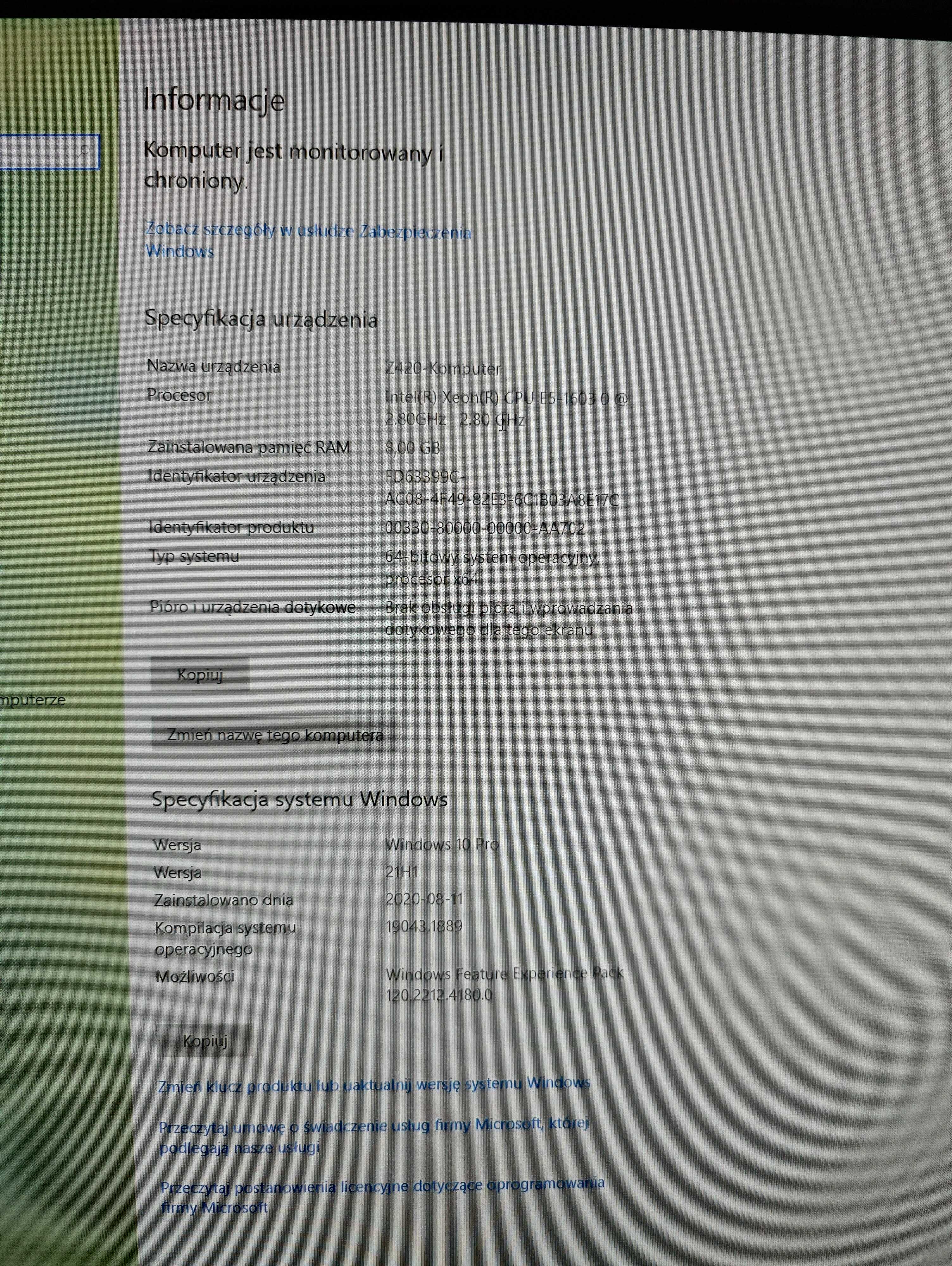 Komputer HP Z420, Intel Xeon E5-1603, 8GB RAM, Win 10