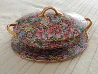 Terrina+Travessa Mil Folhas em Porcelana Fina