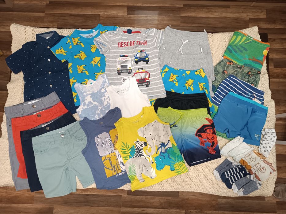 98/104 zestaw na lato krótkie spodenki paczka paka H&M C&A dżungla zwi