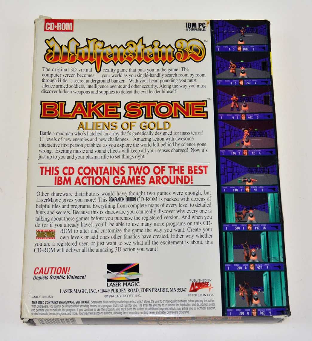 WOLFENSTEIN 3D / BLAKE STONE - duży big box, Id software, Doom, Dos