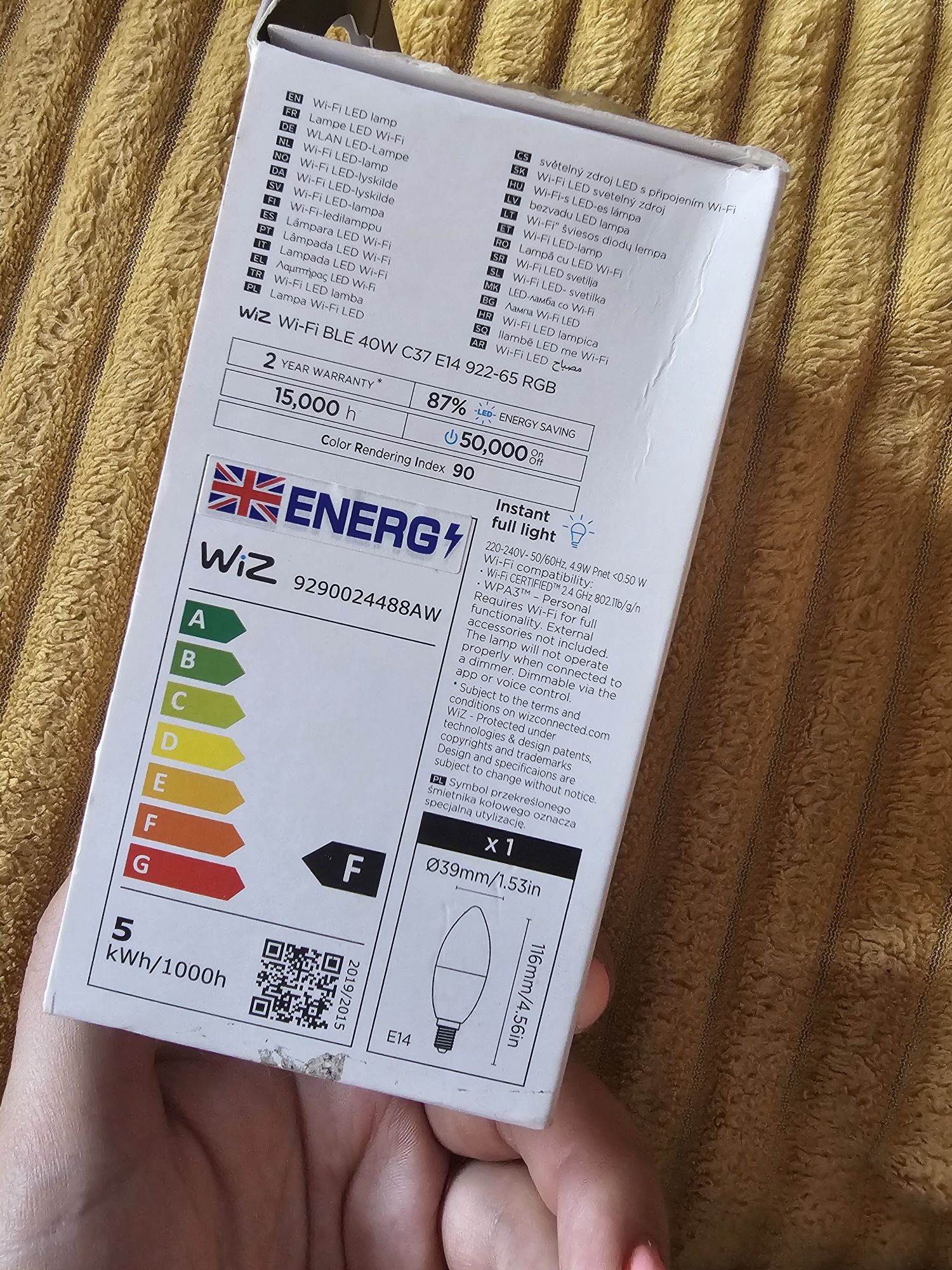 WIZ ŻARÓWKA LED E14  470LM 2200/6500K
