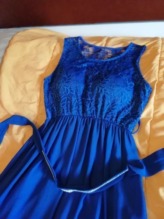 Vestido longo de cerimónia com cinto tamanho 38/40
