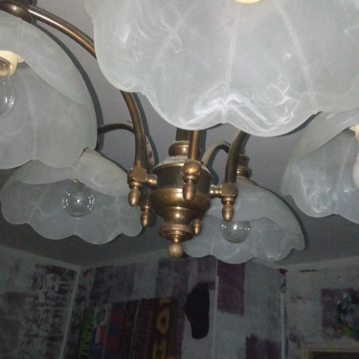 Żyrandol mosiężny PRL antyk vintage kolekcja wystrój