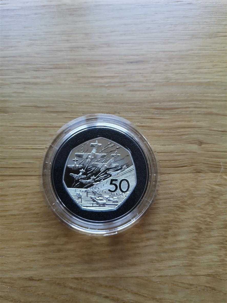Moneta kolekcjonerska 50 pence d day 1994 silver proof