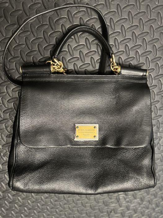 Шкіряна сумка sicily large, чорний колір, dolce&gabbana оригінал