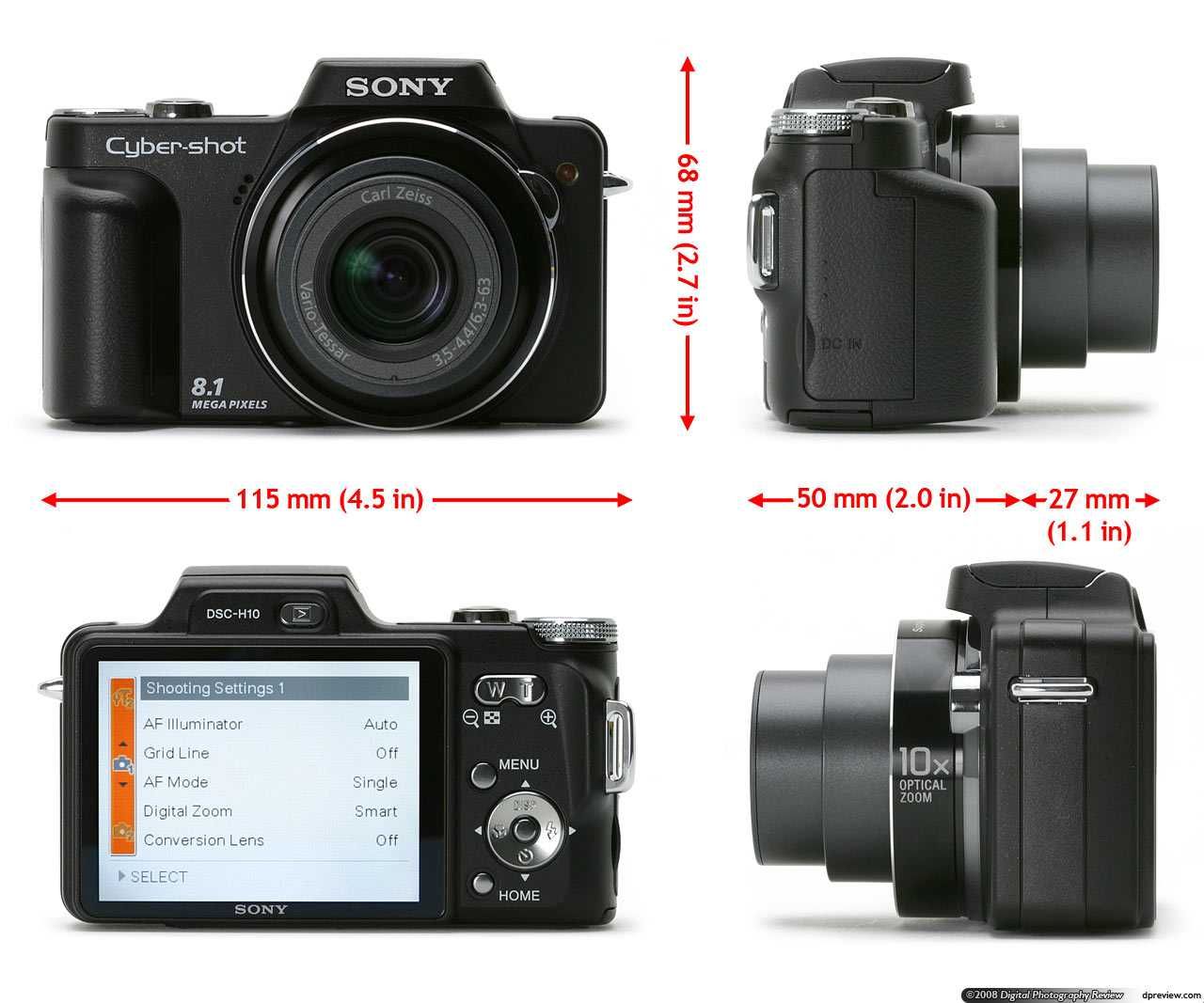 Фото камера цифровая SONY DSC-H10 10X Zoom NP-BG1 видеокамера