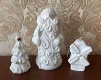 Набор Новогодних украшений игрушек Дед Мороз Ёлочка Мельница керамика