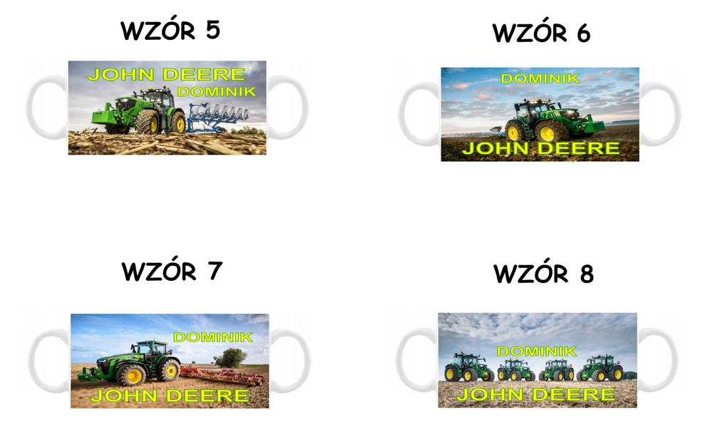 Kubek z nadrukiem John Deere, różne wzory + imię