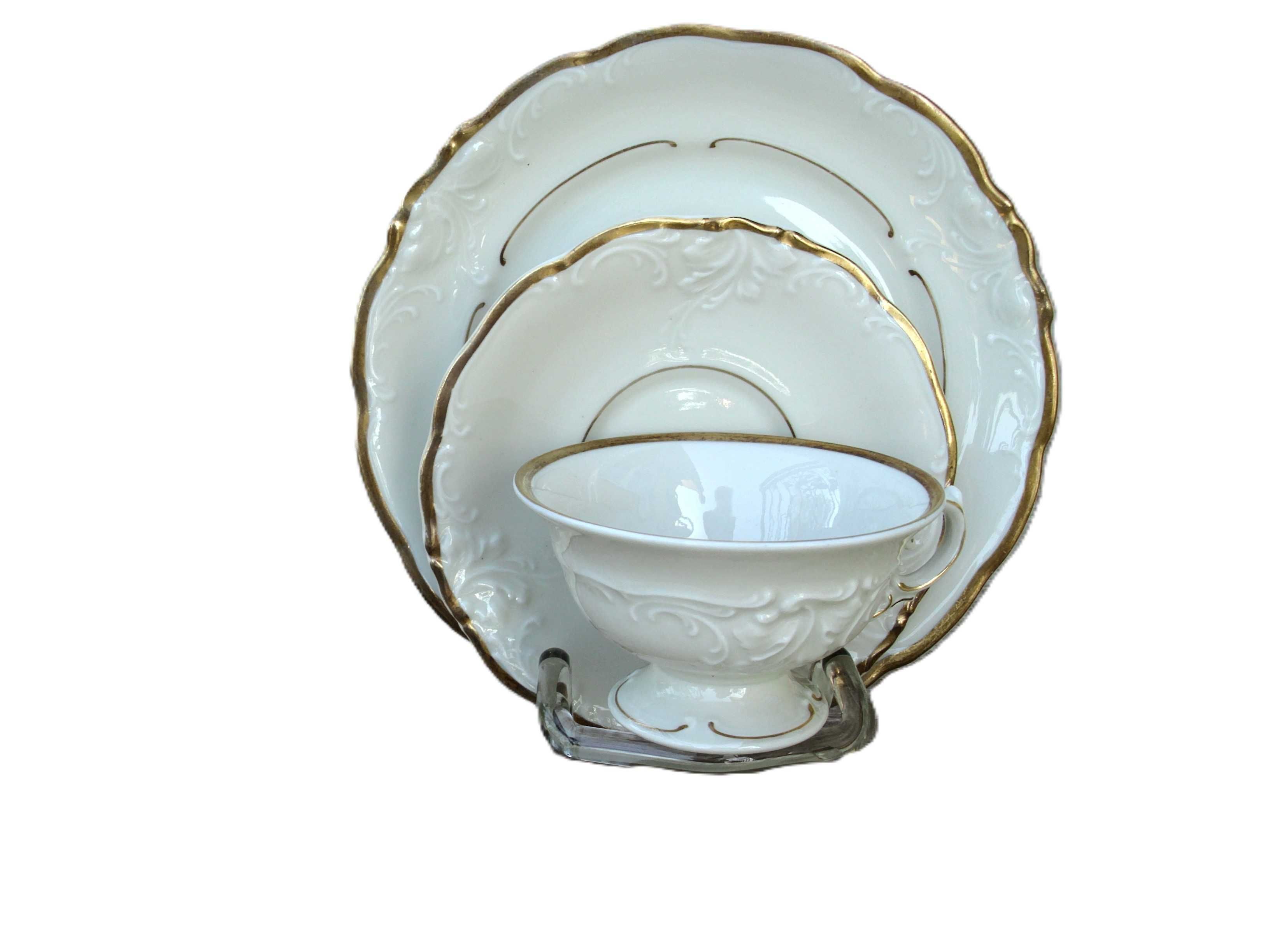 Trio KPM Wałbrzych kremowa porcelana