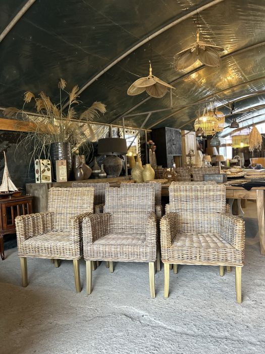 Fotel komplet 6szt. rattan farmhouse rustykalne ratanowe