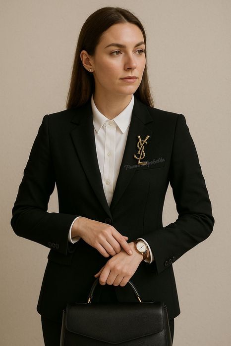 Broszka w stylu YSL – elegancka biżuteria old money, 7 cm