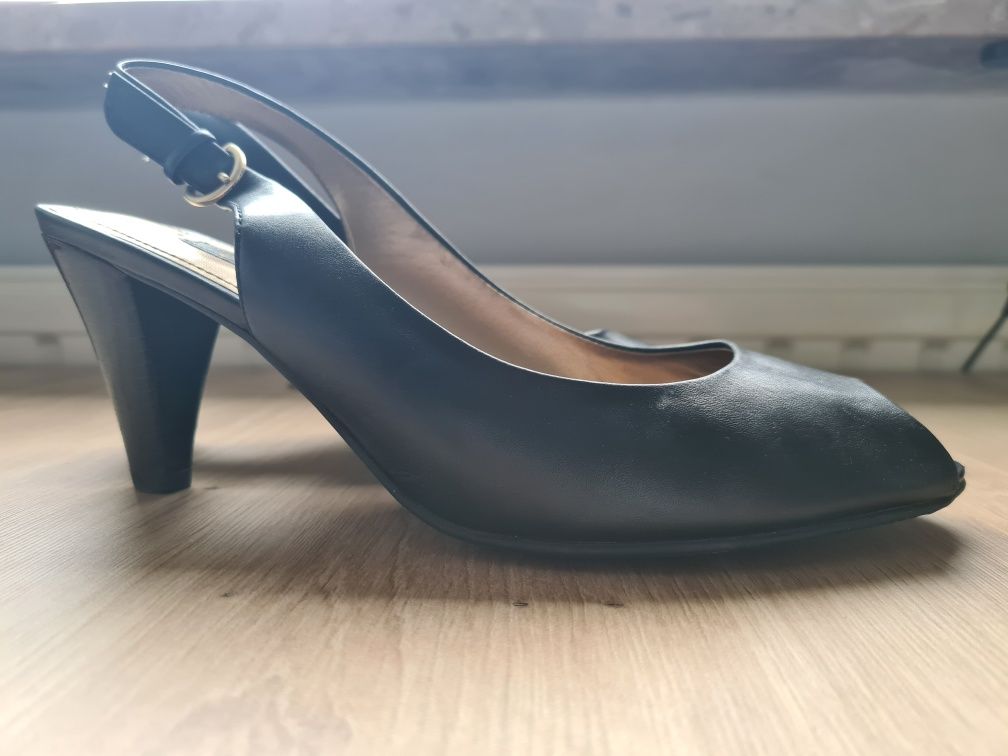 Buty czółenka Ecco 38 peep-toe slingback