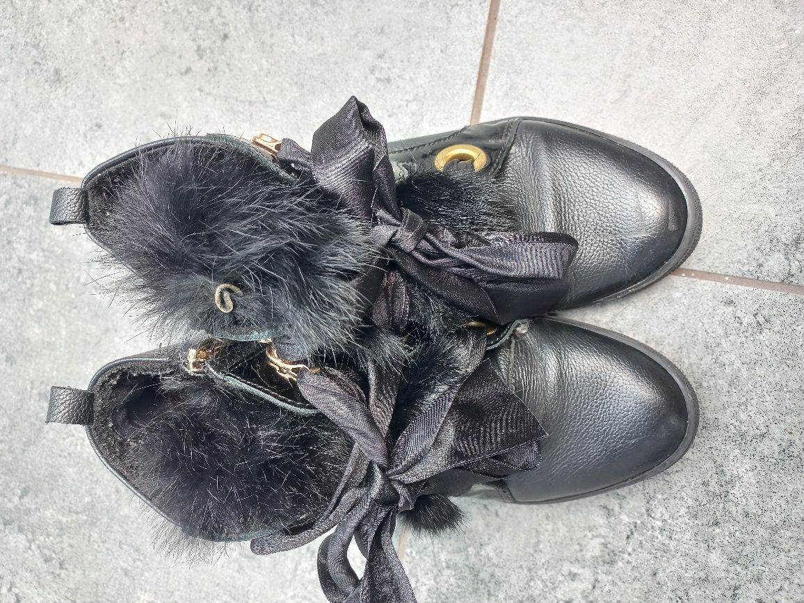 Buty R.Polanśki z futerkiem skórzane eleganckie r.36