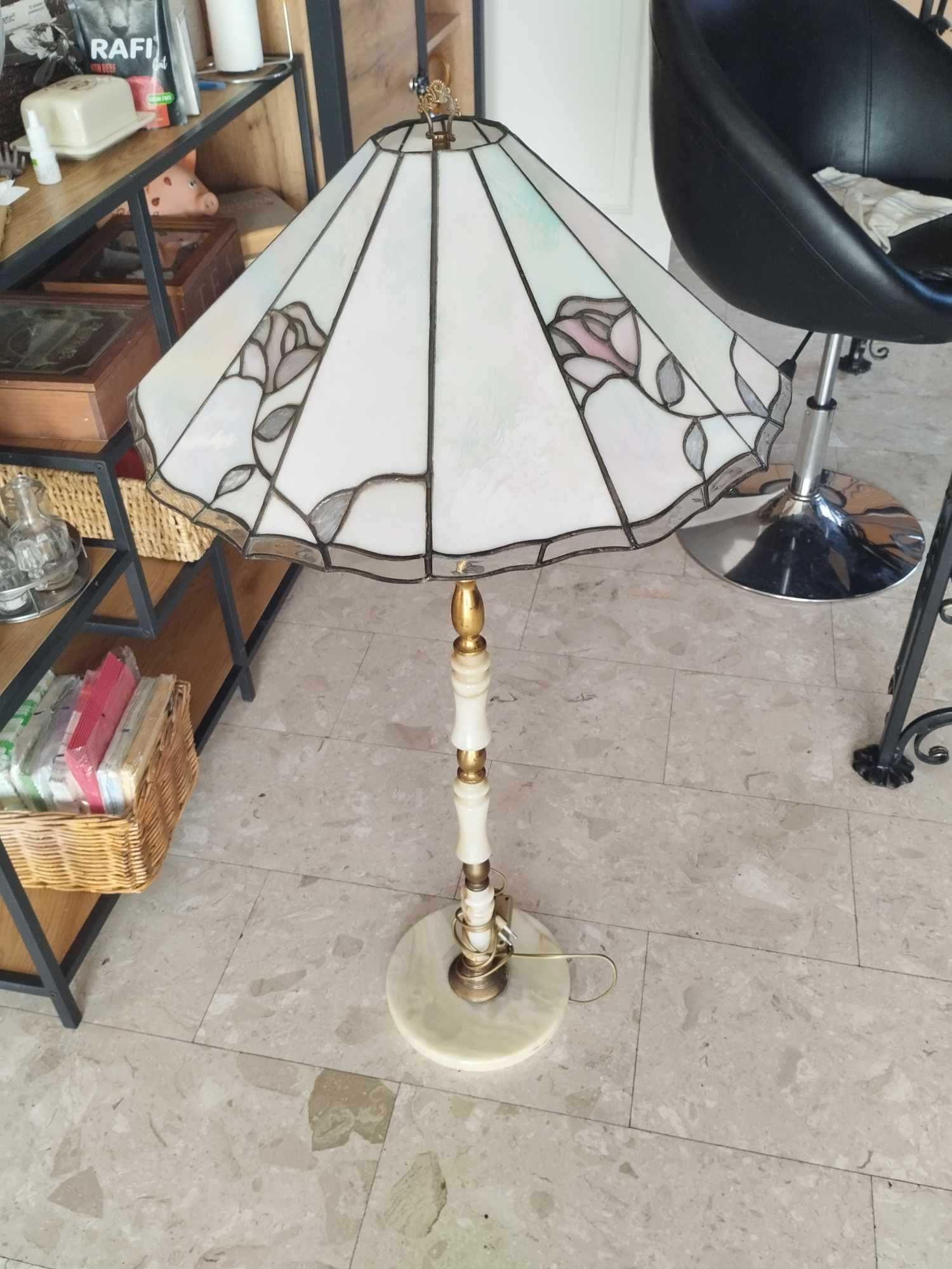 olbrzymia lampa/ lampka kamień i klosz tiffany