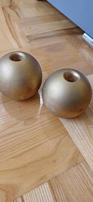 Świeczniki kule złote matowe