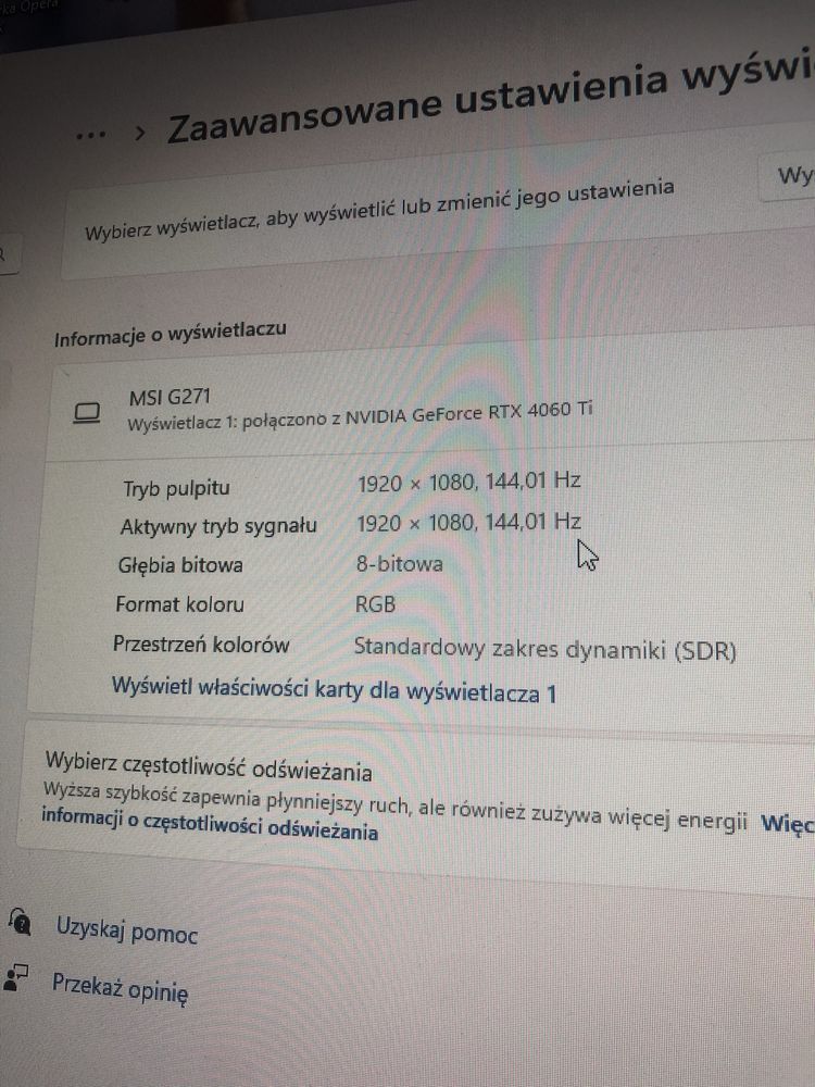 Monitor MSI G271 27’ 144Hz