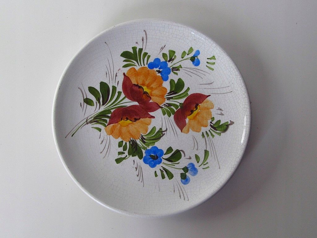 włochy - talerzyk ceramiczny malowany kwiaty