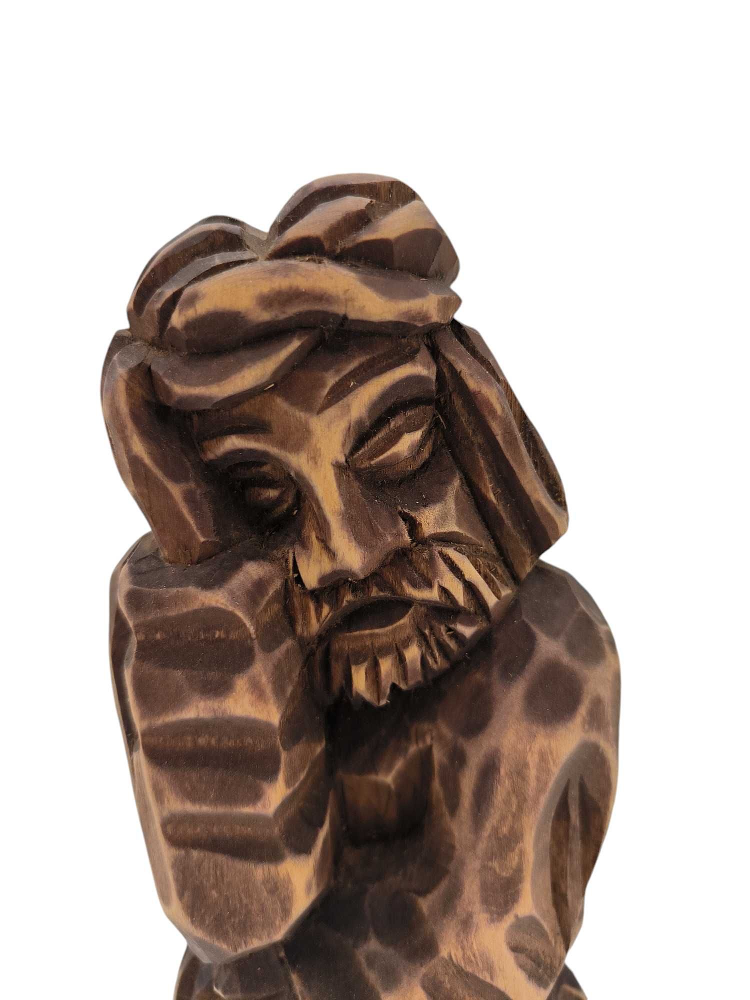 Rzeźba Jezus Chrystus Frasobliwy 20 cm Ciemny Brąz prawy