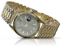 Złoty zegarek z bransoletą męski 14k 585 Geneve mw013ydbc&mbw012y Wr
