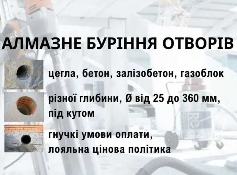 Алмазне свердління отворів | Полтава та область | Акуратно і без пилу