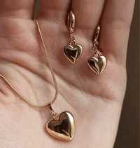 Zestaw naszyjnik i kolczyki w kształcie złotego serca