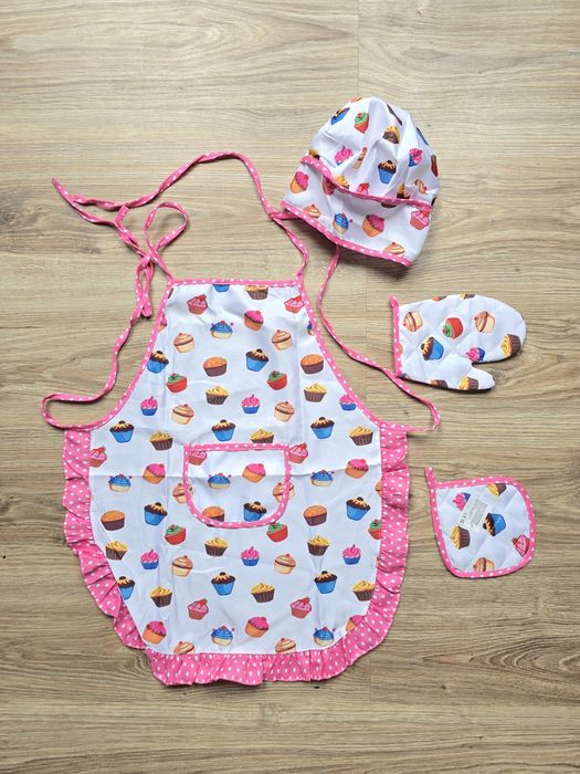 Zestaw kucharza dla dzieci fartuch czapka rękawica kuchenna nowa hit