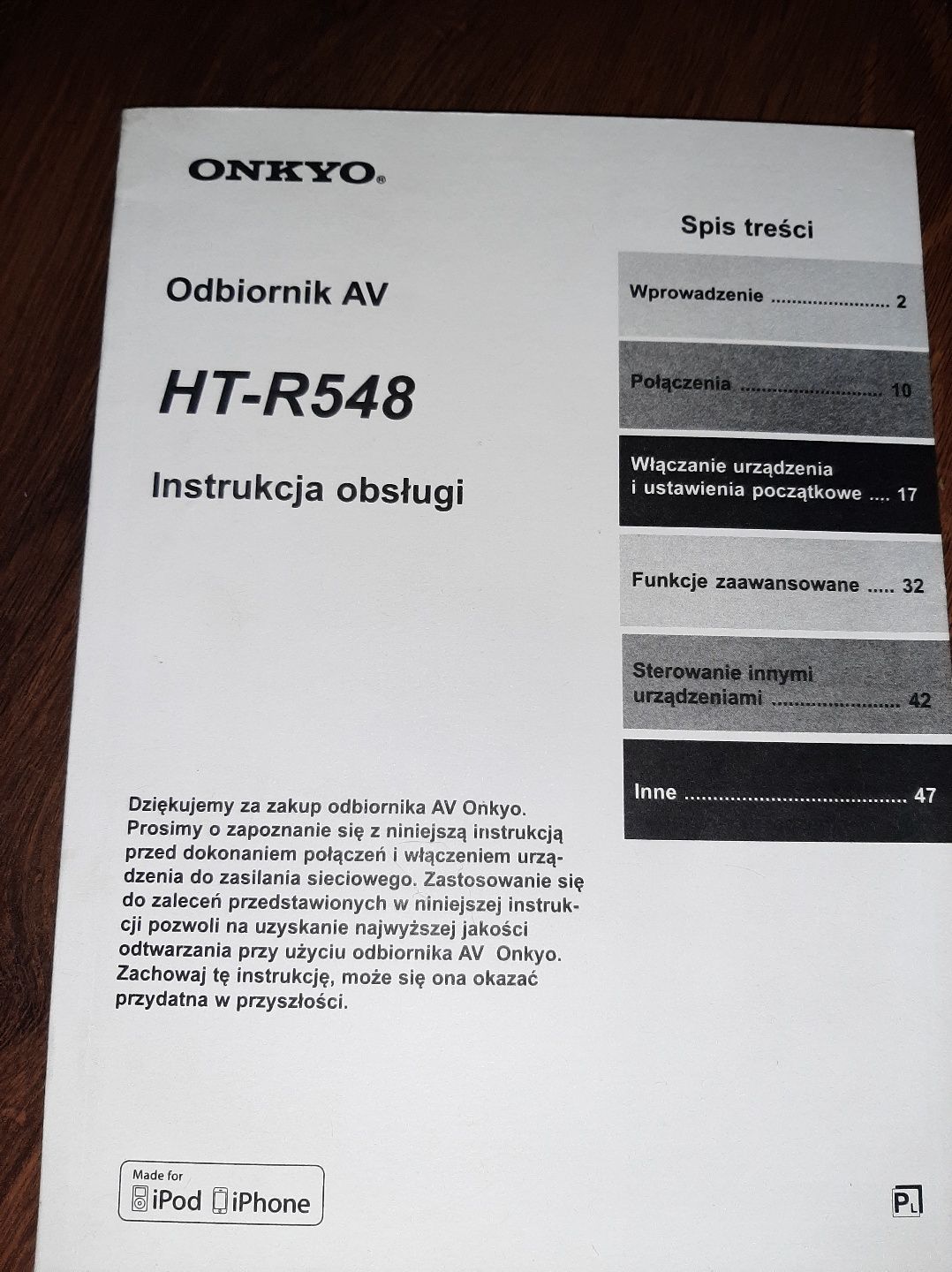 Amplituner ONKYO HT-R548 uszkodzony dźwięk