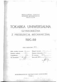 Tokarka TUC 50 Dokumentacja Techniczno-Ruchowa
